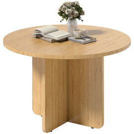 Zelisrio table basse ronde bambou pied croix naturel