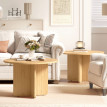 Zelisrio table basse ronde bambou pied croix naturel