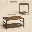 Noroven set tables basses salon rangement style industriel brun rustique