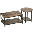 Noroven set tables basses salon rangement style industriel brun rustique