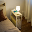Table d'appoint Felay charge intégrée tiroirs USB bois naturel blanc