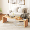 Helaeo Tables basses gigognes modernes bois métal Blanc Chêne clair