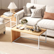 Helaeo Tables basses gigognes modernes bois métal Blanc Chêne clair