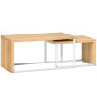 Helaeo Tables basses gigognes modernes bois métal Blanc Chêne clair