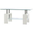 Table basse Belea moderne verre et bois blanc