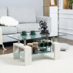 Table basse Belea moderne verre et bois blanc