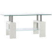Table basse Belea moderne verre et bois blanc