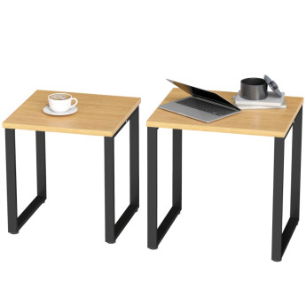 Set de 2 tables basses Palria tables de salon bois naturel et noir
