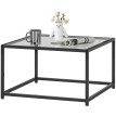 Table basse Montane verre trempé acier style industriel noir