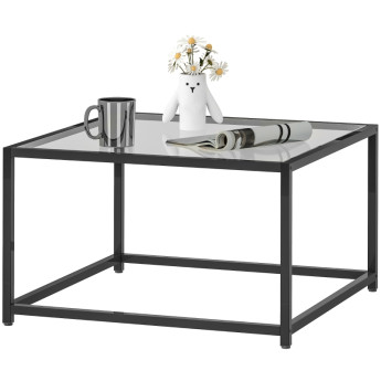 Table basse Montane verre trempé acier style industriel noir