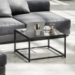 Table basse Montane verre trempé acier style industriel noir