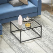 Table basse Montane verre trempé acier style industriel noir
