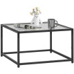 Table basse Montane verre trempé acier style industriel noir