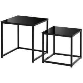Table d’appoint Enara design moderne verre noir