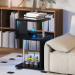 Table d’appoint Jarvion LED RGB étagères aluminium noir