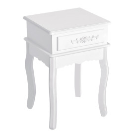 Table de chevet Rosio moderne avec tiroir blanc