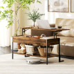 Table basse Harria relevable rangement industriel marron