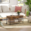 Table basse Harria relevable rangement industriel marron