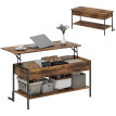 Table basse Harria relevable rangement industriel marron