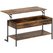 Table basse Harria relevable rangement industriel marron