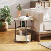 Table d'appoint Talriay ronde 3 niveaux avec charge USB bois naturel