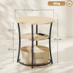 Table d'appoint Talriay ronde 3 niveaux avec charge USB bois naturel