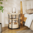 Table d'appoint Talriay ronde 3 niveaux avec charge USB bois naturel