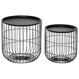 Orot Tables d’appoint scandinaves empilables avec rangement Noir