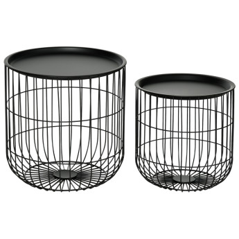 Orot Tables d’appoint scandinaves empilables avec rangement Noir