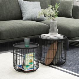 Orot Tables d’appoint scandinaves empilables avec rangement Noir