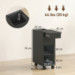 Zeliline Table d'appoint plateau coulissant roulettes rangement noir