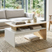 Solena Table basse design bicolore bois naturel blanc