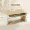 Solena Table basse design bicolore bois naturel blanc