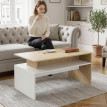 Solena Table basse design bicolore bois naturel blanc