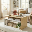 Solena Table basse design bicolore bois naturel blanc
