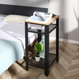 Faliel Table d'appoint industrielle chêne et noir