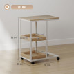 Arer Table d'appoint en C roulettes étagères ouvertes acier naturel blanc