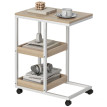 Arer Table d'appoint en C roulettes étagères ouvertes acier naturel blanc