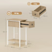 Table d'appoint Salolria étroite avec tiroir et étagère bois blanc