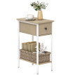 Table d'appoint Salolria étroite avec tiroir et étagère bois blanc