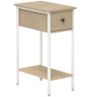 Table d'appoint Salolria étroite avec tiroir et étagère bois blanc