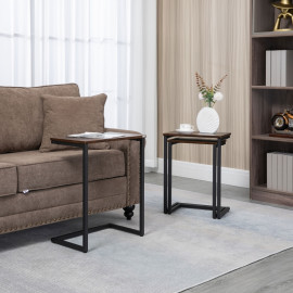 Table d'appoint Celrios industrielle gigogne marron et noir