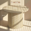 Table basse Kerora ronde colonne à lattes bois naturel