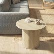 Table basse Kerora ronde colonne à lattes bois naturel