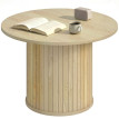 Table basse Kerora ronde colonne à lattes bois naturel