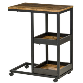 Alenis table d appoint roulettes style industriel marron noir