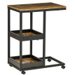 Alenis table d appoint roulettes style industriel marron noir