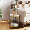 Table d'appoint Eniel ronde 2 niveaux acier bois naturel