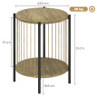 Table d'appoint Eniel ronde 2 niveaux acier bois naturel