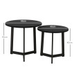 Produit Laral lot de 2 tables basses rondes empilables métal MDF noir